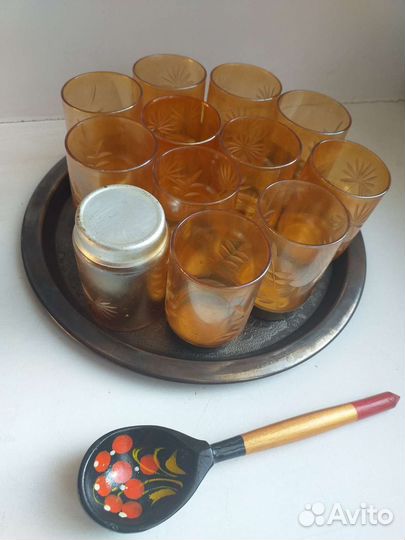 Набор Рюмки Цветной Хрусталь 12 шт Дно Мельхиор