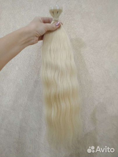 Волосы для наращивания натуральные на лентах блонд