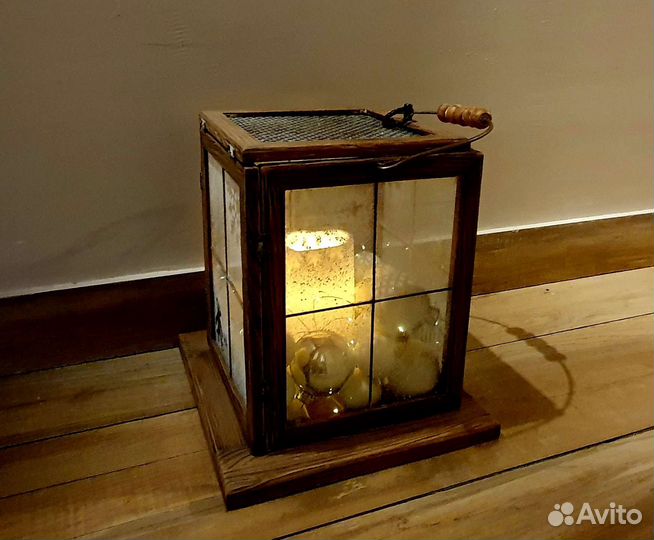 Большой деревянный фонарь Новогодний