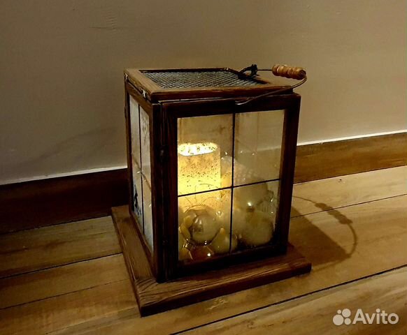 Большой деревянный фонарь Новогодний