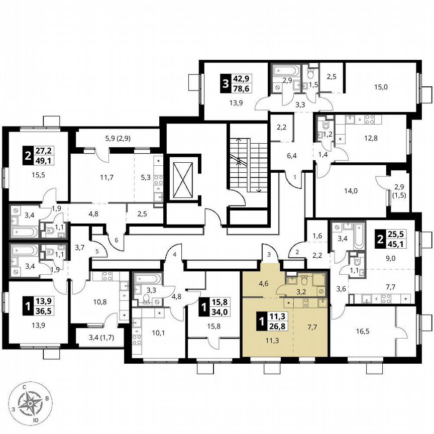 Квартира-студия, 26,8 м², 3/8 эт.