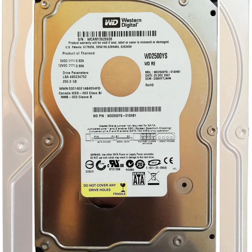 [WD2500YS] Жесткий Диск Wd 250gb Sata2 3.5 Wd2500ys
