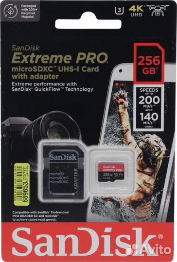 Карта памяти SanDisk Extreme Pro sdsqxcd-256G-GN6M