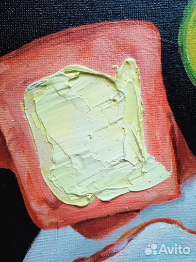 Картина маслом Авокадо. Завтрак. 20*30