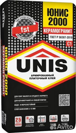 Плиточный клей юнис