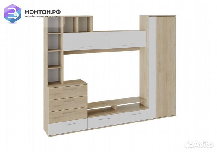 Стенка Ненси дуб сонома / белый ясень