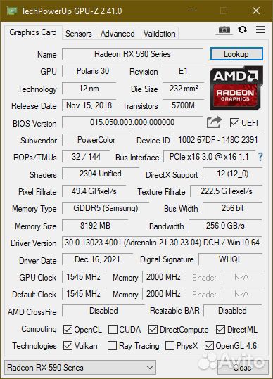 PowerColor AMD Radeon RX 590 Red Dragon