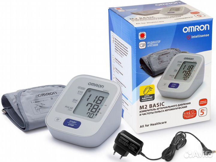 Тонометр Omron M2 Basic (c адаптером и манжетой 22