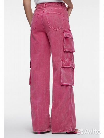 Джинсы широкие карго женские розовые befree 42 - S