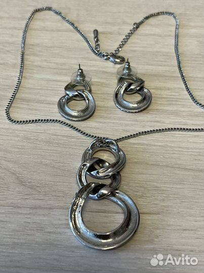 Украшение комплект цепочка с подвеской и серьги