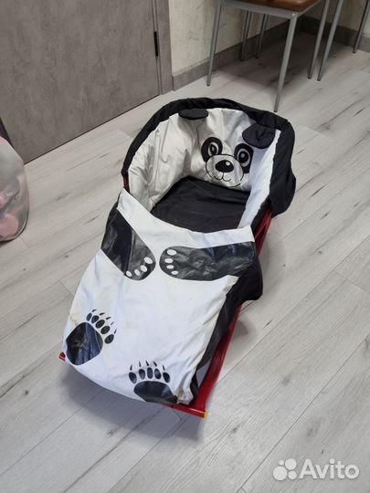 Детские санки коляска с колесами и чехлом