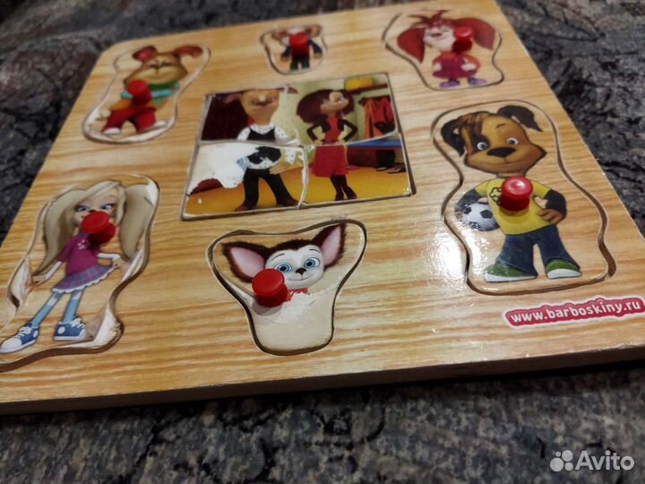 Деревянные пазлы вкладыши Барбоскины