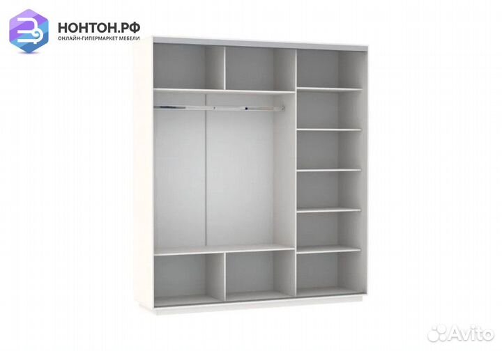 Шкаф-купе Нонтон 3-дверный с тремя зеркалами белый