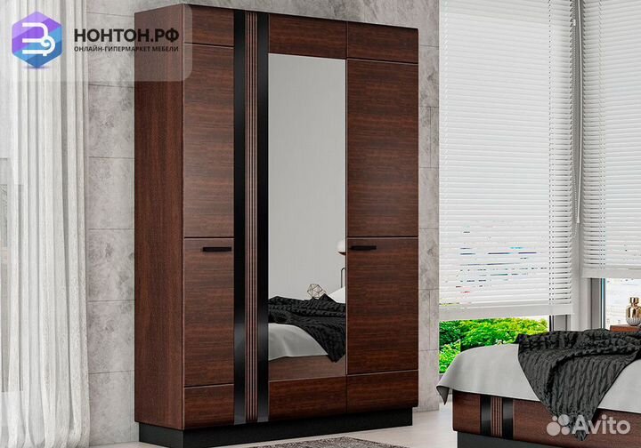 Шкаф 3-х створчатый Магнолия дерево / орех