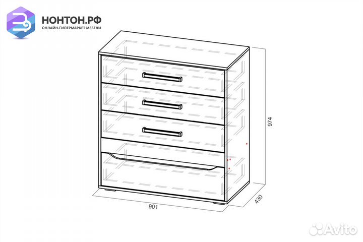 Комод Грей цемент светлый / белый