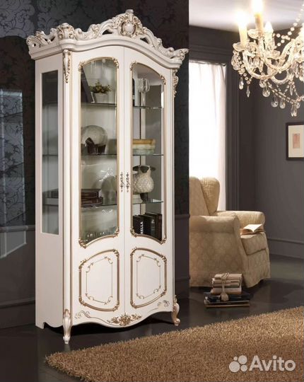 Угловая витрина Элиза слоновая кость