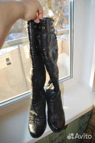 Высокие зимние кожаные сапоги 40р