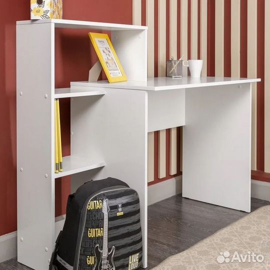 Стол письменный с полками белый стол