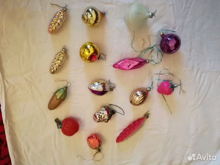 Советские ёлочные игрушки из стекла
