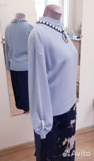 Свитер женский 48 голубой