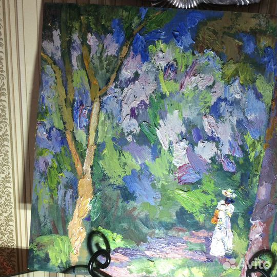 Картина винтаж пейзаж Слива цветёт, Соломатин И.В