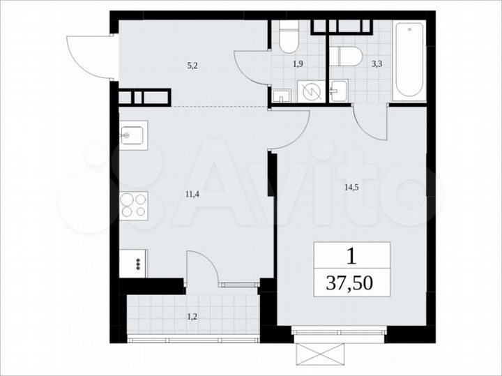 1-к. квартира, 37,5 м², 6/10 эт.