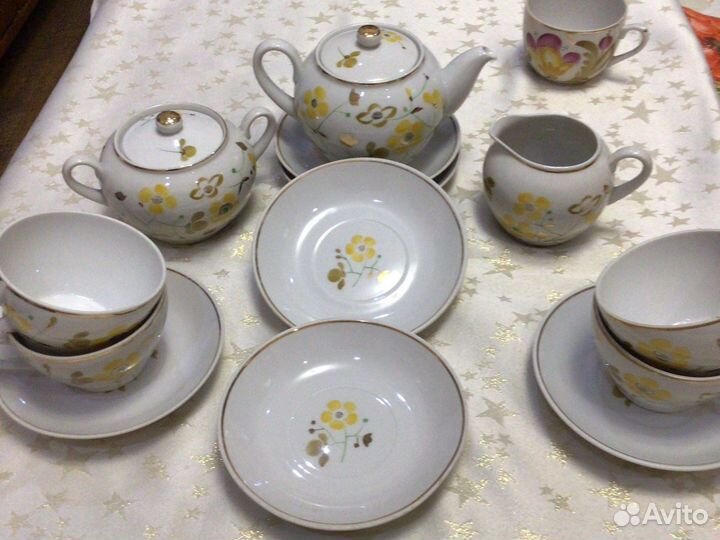 Чайный сервиз Желтый цветок Пролетарий 1958г