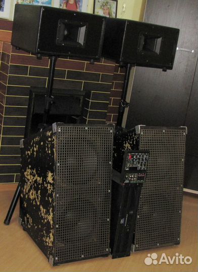 Колонки FA 4200W Рупоры Сабы Усилок Микшер Треноги