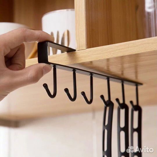 Держатель подвесной с крючками, черный