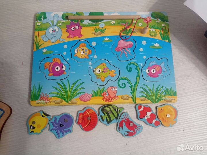 Деревянные пазлы и магнитная рыбалка
