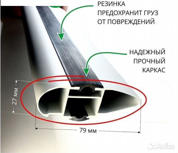 Багажник на рейлинги с поперечинами крыло 140см