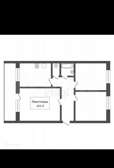 3-к. квартира, 68,5 м², 5/5 эт.