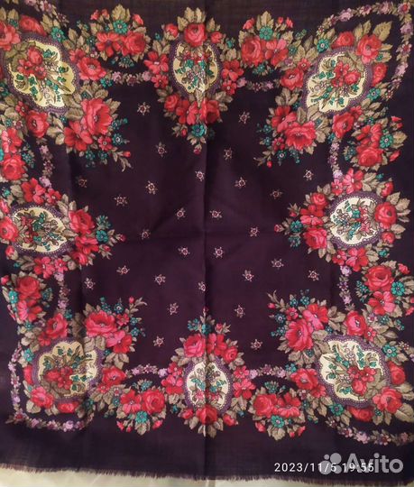 Павловопосадский платок шаль шерсть