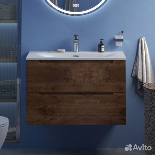 Тумба с раковиной и зеркалом BelBagno Etna 90-BB-8099-90 Rovere Moro