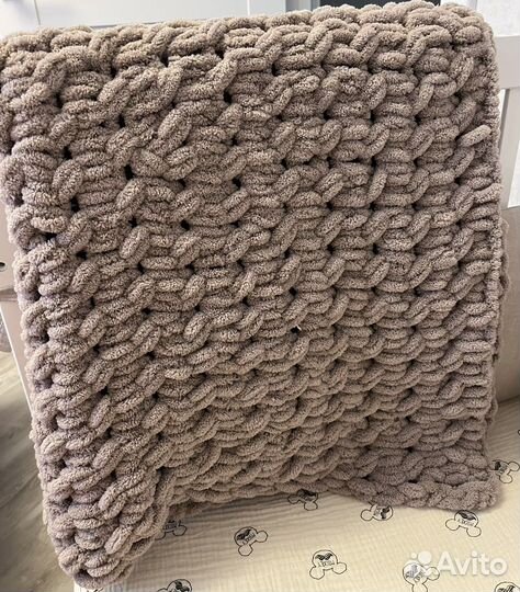 Вязаный плюшевый плед