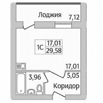 Квартира-студия, 29,6 м², 6/12 эт.