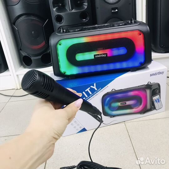 Блютуз колонка 28 вт agility USB,TF,AUX,FM караок