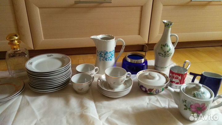 Подстаканник СССР, кувшины, тарелки с позолотой