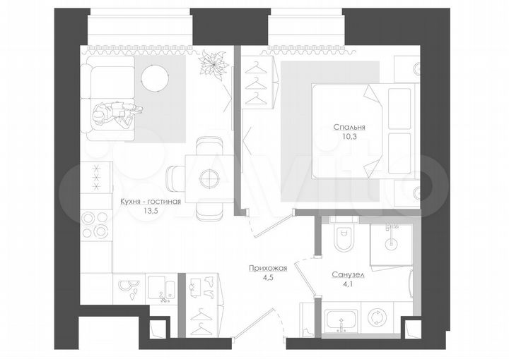 1-к. квартира, 35,2 м², 15/39 эт.