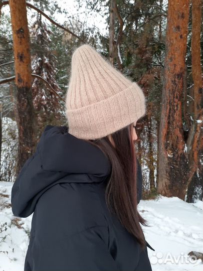 Шапка с отворотом пух норки