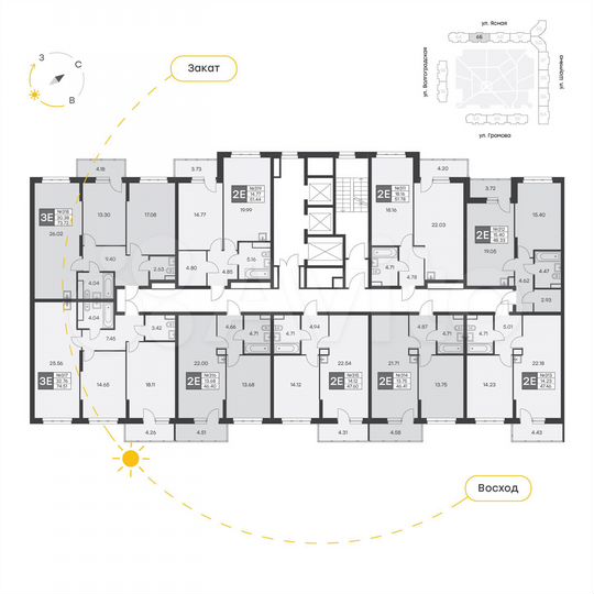 2-к. квартира, 73,7 м², 9/25 эт.