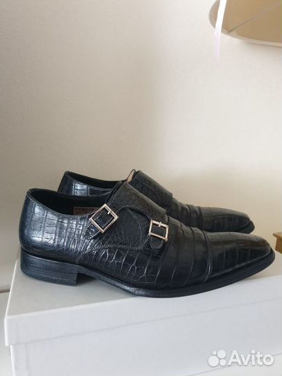 Santoni оригинал туфли монки крокодил мужские