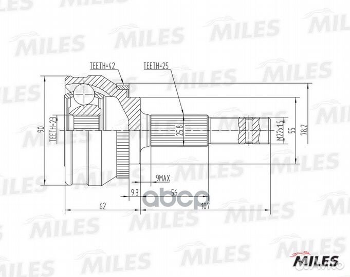 ШРУС nissan sunny 1.6-2.0 90-95 нар.(ABS) miles