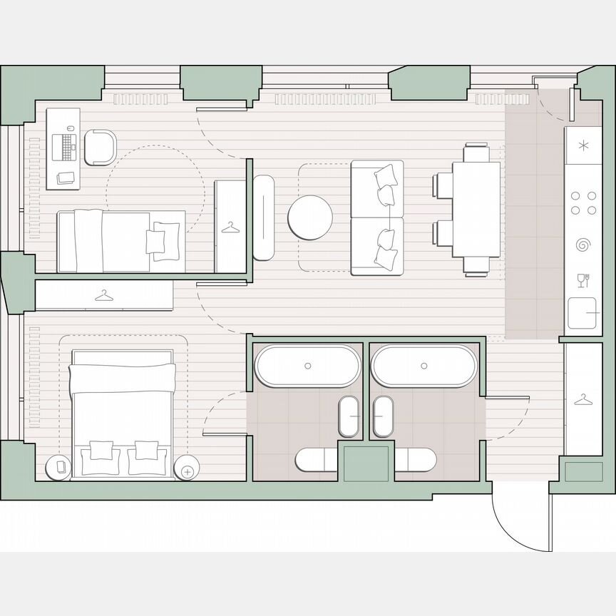 2-к. квартира, 53,9 м², 13/27 эт.