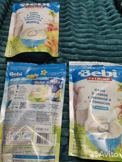 Каши Bebi молочные: рисовая, овсяная, 5 злаков