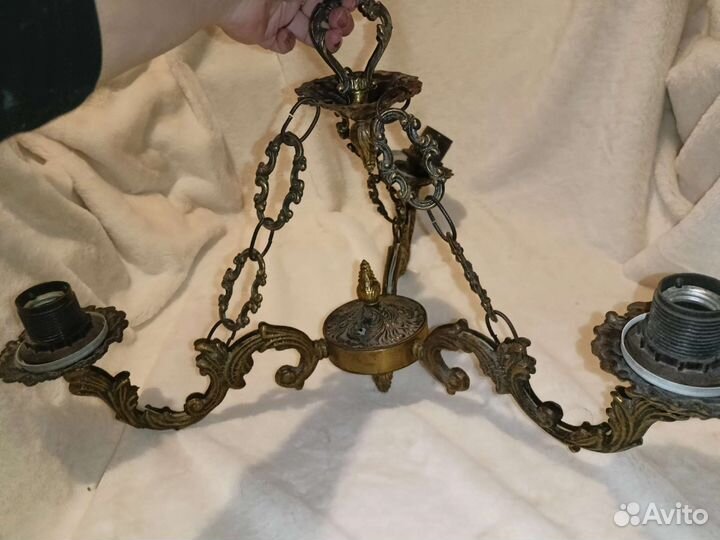 Люстра старинная бронза на три рожка