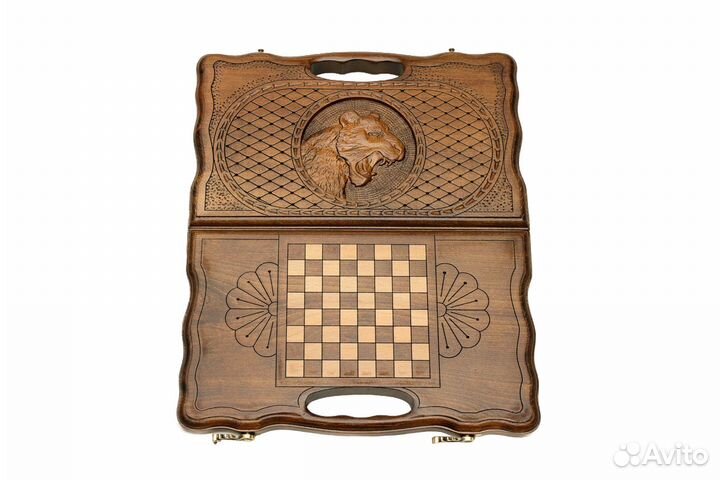 Нарды и шашки резные Тигриный рык 31 х 36 см бук Армения 62665