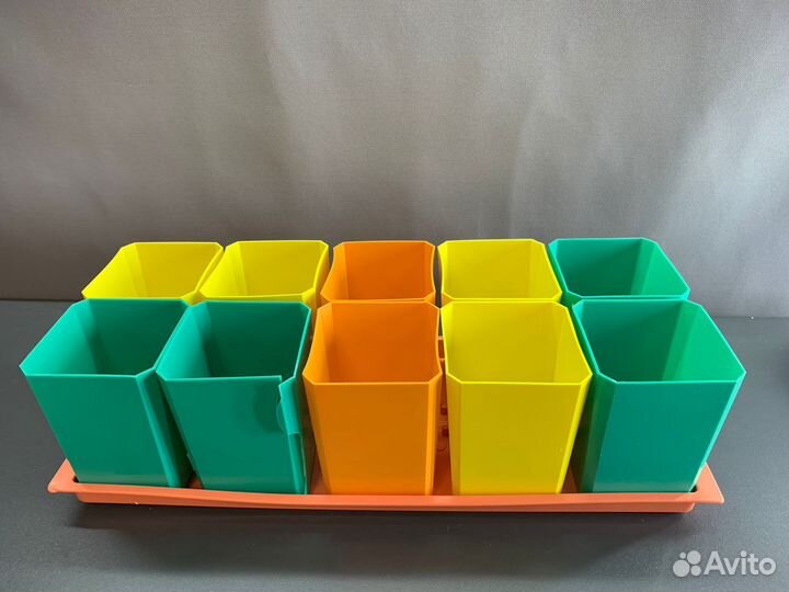 Пеликан набор горшков для рассады с поддоном микс