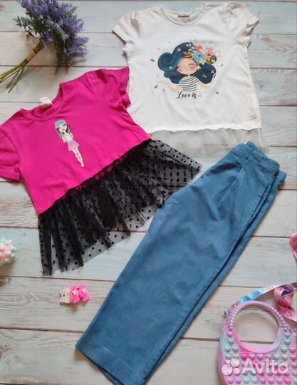 Пакет летних вещей на девочку 128 134 Zara Waikiki