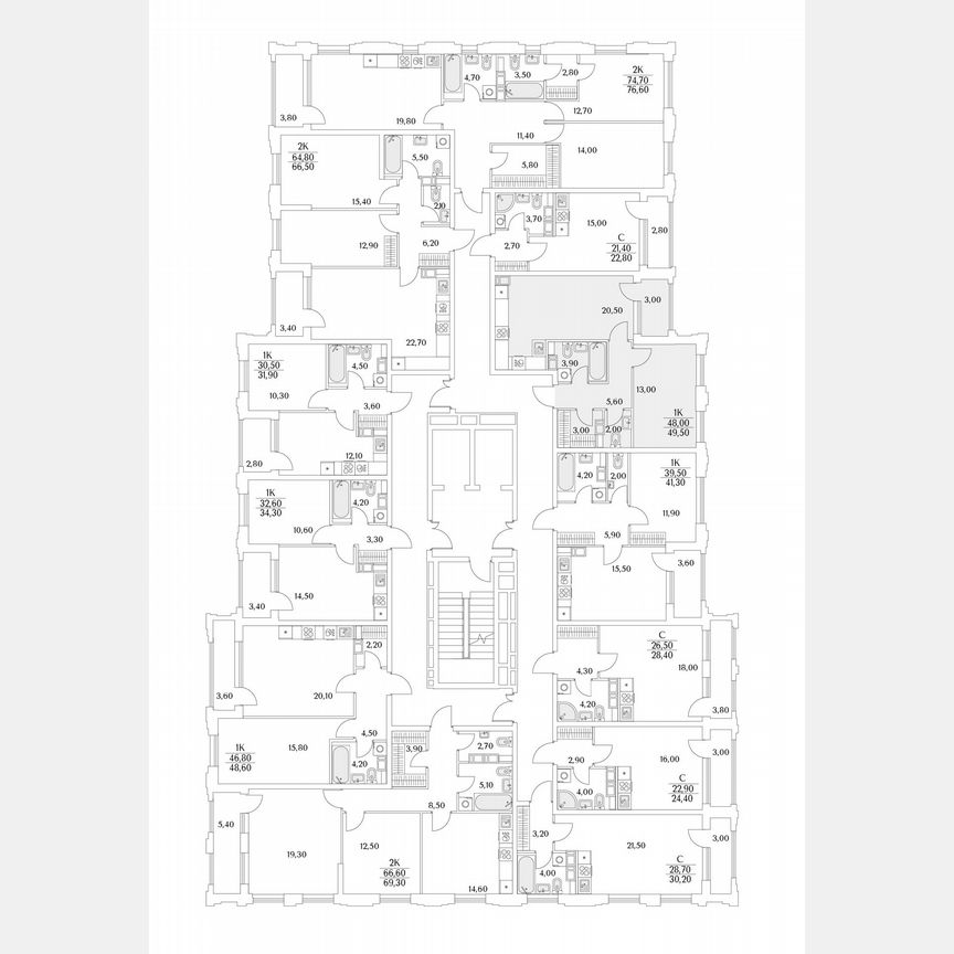 1-к. квартира, 49,5 м², 7/13 эт.
